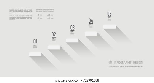 Abstract infographic design with 5 numbered steps and your text. Eps 10 stock vector illustration 