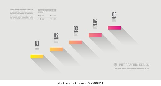 Abstract infographic design with 5 numbered steps and your text. Eps 10 stock vector illustration 