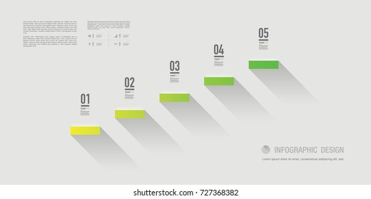 Abstract infographic design with 5 numbered steps and your text. Eps 10 stock vector illustration 