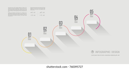 Abstract infographic design with 5 numbered steps and your text.