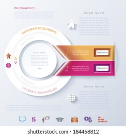 Abstract infographic design with circle and ribbons. Vector illustration can be used for web design,  workflow or graphic layout, diagram, numbers options, education, presentation