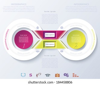Abstract infographic design with color circles and ribbons. Vector illustration can be used for web design,  workflow or graphic layout, diagram, numbers options, education, presentation
