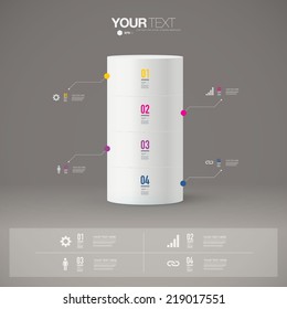 Abstract infographic design with minimal background can be used for workflow layout, diagram, chart, number options, presentation, web design.  Eps 10 stock vector illustration 