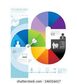 Abstract infographic Design Minimal circle shape style technology template / can be used for infographics / numbered banners / horizontal cutout lines / graphic or website layout vector