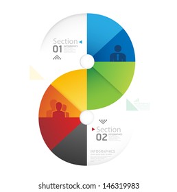 Abstrakte Infografik Design Minimal Circle Form Style Template / kann für Infografiken / nummerierte Banner / horizontale Ausschnitt-Linien / Grafik- oder Website-Layout Vektorgrafik verwendet werden