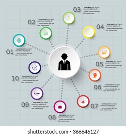 Abstract Infographic design on the grey background. Vector illustration can be used for workflow layout, diagram, number options, web design.