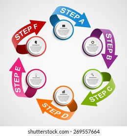 Abstract infographic design template in the form of paper arrows. 