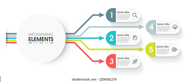 Abstract Infographic design template with icons and 5 options or steps. Business concept.  Can be used for process diagram, presentations, workflow layout, banner, flow chart, info graph.