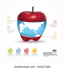 Abstract infographic Design world with apple  template / can be used for infographics / horizontal cutout lines / graphic or website layout vector