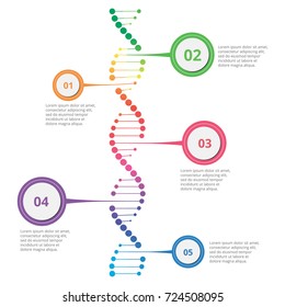 El ADN infográfico abstracto se puede utilizar para el diseño del flujo de trabajo, el diagrama, las opciones numéricas