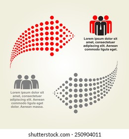 Abstract infographic with dots arrows. Can be used for workflow layout. Vector illustration Eps8.