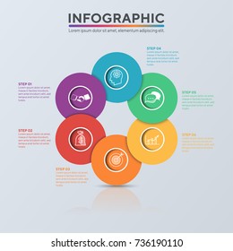 Abstract infographic element. Business concept with 6 options. Circle design.