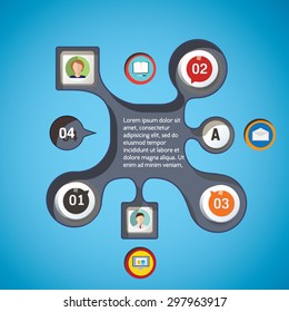 Resumen Elementos infográficos con avatares e iconos.