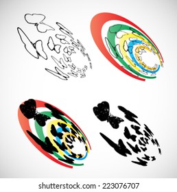 Abstract infographic elements with Butterflies in Grunge Style isolated on white Background. 