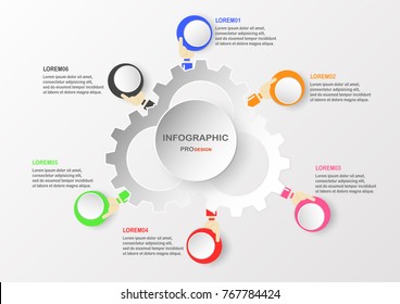Abstract infographic elements with hand holding colorful circle box. Charts for business presentation, template, web banner and motion graphic with space for text.