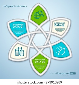 Abstract infographic elements in round hexagon shape