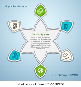 Abstract infographic elements in round hexagon star shape