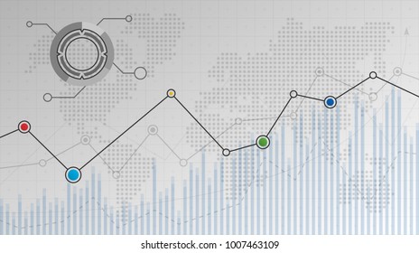 Abstrakte Infografik mit aufstrebenden Grafiken, gepunkteter Weltkarte und anderen Elementen für Ihr Design