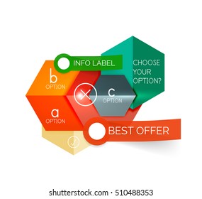 Resumen de plantillas geométricas infográficas. Diseños vectoriales con opciones y texto para el fondo de la empresa - banners numerados - líneas de negocio - sitio web gráfico