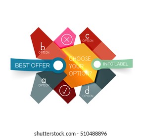 Abstract infographic geometric templates. Vector layouts with options and text for business background - numbered banners - business lines - graphic website