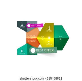 Abstract infographic geometric templates. Vector layouts with options and text for business background - numbered banners - business lines - graphic website