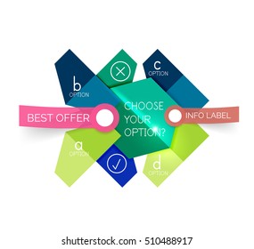 Abstract infographic geometric templates. Vector layouts with options and text for business background - numbered banners - business lines - graphic website
