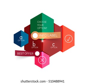 Abstract infographic geometric templates. Vector layouts with options and text for business background - numbered banners - business lines - graphic website