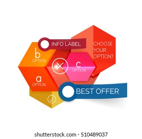 Abstract infographic geometric templates. Vector layouts with options and text for business background - numbered banners - business lines - graphic website