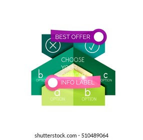 Abstract infographic geometric templates. Vector layouts with options and text for business background - numbered banners - business lines - graphic website