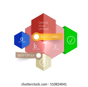 Abstract infographic geometric templates. Vector layouts with options and text for business background - numbered banners - business lines - graphic website