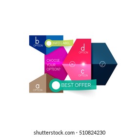 Abstract infographic geometric templates. Vector layouts with options and text for business background - numbered banners - business lines - graphic website