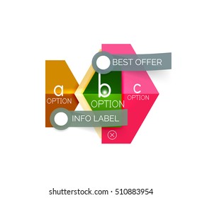 Abstract infographic geometric templates. Vector layouts with options and text for business background - numbered banners - business lines - graphic website