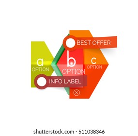 Abstract infographic geometric templates. Vector layouts with options and text for business background - numbered banners - business lines - graphic website