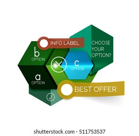 Abstract infographic geometric templates. Vector layouts with options and text for business background - numbered banners - business lines - graphic website