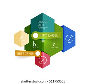 Abstract infographic geometric templates. Vector layouts with options and text for business background - numbered banners - business lines - graphic website
