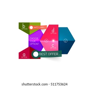 Abstract infographic geometric templates. Vector layouts with options and text for business background - numbered banners - business lines - graphic website