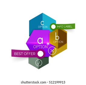 Abstract infographic geometric templates. Vector layouts with options and text for business background - numbered banners - business lines - graphic website