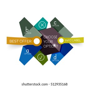 Modelos geométricos infográficos abstratos. Layouts vetoriais com opções e texto para plano de fundo empresarial - banners numerados - linhas de negócios - site gráfico