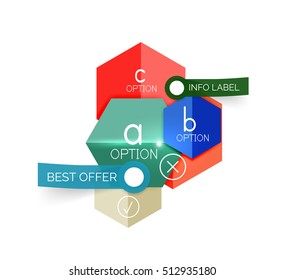 Abstract infographic geometric templates. Vector layouts with options and text for business background - numbered banners - business lines - graphic website