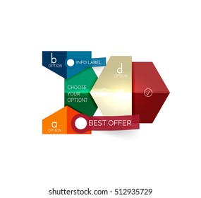 Abstract infographic geometric templates. Vector layouts with options and text for business background - numbered banners - business lines - graphic website