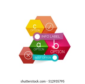 Abstract infographic geometric templates. Vector layouts with options and text for business background - numbered banners - business lines - graphic website