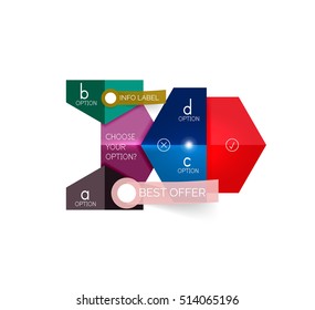Abstract infographic geometric templates. Vector layouts with options and text for business background - numbered banners - business lines - graphic website