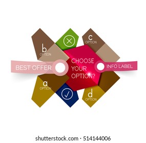 Abstract infographic geometric templates. Vector layouts with options and text for business background - numbered banners - business lines - graphic website