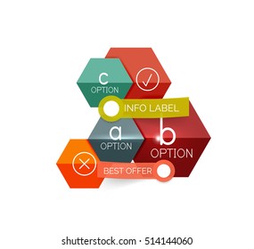 Abstract infographic geometric templates. Vector layouts with options and text for business background - numbered banners - business lines - graphic website