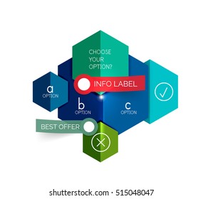 Abstract infographic geometric templates. Vector layouts with options and text for business background - numbered banners - business lines - graphic website
