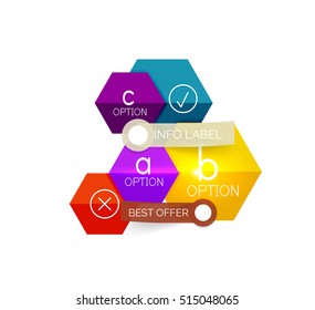 Abstract infographic geometric templates. Vector layouts with options and text for business background - numbered banners - business lines - graphic website