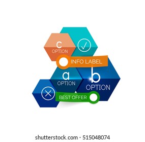 Resumen de plantillas geométricas infográficas. Diseños vectoriales con opciones y texto para el fondo de la empresa - banners numerados - líneas de negocio - sitio web gráfico