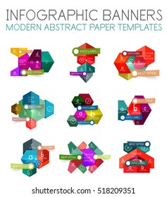 Abstract infographic geometric templates. Vector layouts with options and text for business background - numbered banners - business lines - graphic website