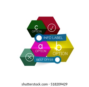 Abstrakte infografische geometrische Vorlagen. VektorLayouts mit Optionen und Text für geschäftlichen Hintergrund - nummerierte Banner - Geschäftsfelder - grafische Website