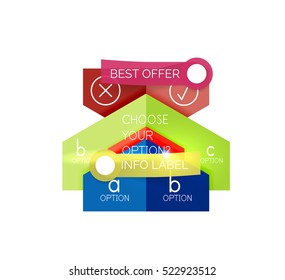 Abstract infographic geometric templates. Vector layouts with options and text for business background - numbered banners - business lines - graphic website